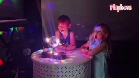 Playbees Rotating Disco Ball - LED Revolving Disco Ball with Movable Strobe Lights for Disco Party Decor, Mirror Lights Party, Mini Lava Lamp Alternative, 30 Second Dance Party