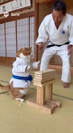 Sacré performance pour le minouminou #chat #ia #humour #karate