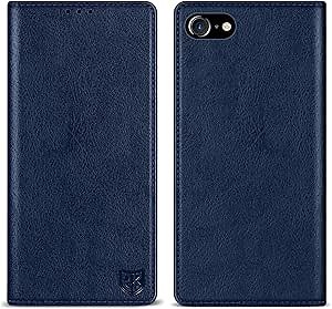 ZZXX for iPhone 7/8/SE 2020 Wallet Case with RFID Blocking, Card Slot, Stand, Strong Magnetic Leather Flip Fold Protective Phone Case for iPhone 7 Case Wallet (Blue-4.7 inch)