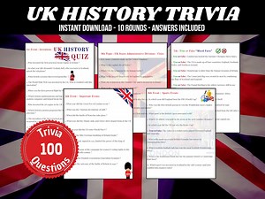 UK History Trivia Game, 100 Printable Questions, British Quiz for Trivia Night, Classroom, Family Gathering & Educational | Digital Download - Etsy