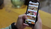 Ordering takeaway food online in a restaurant in a mobile app using a...