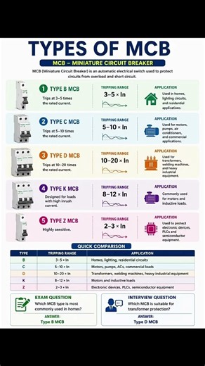 Types of MCB Explained | MCB Tripping Range & Applications ⚡ #nn_electric_hobe