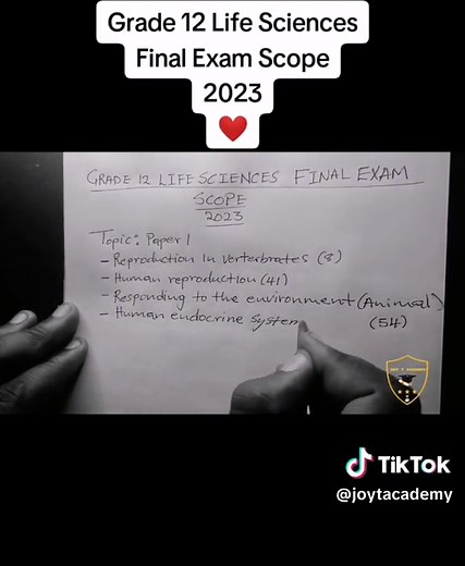 Grade 12 Life Sciences Final Exam Scope 2023 Overview