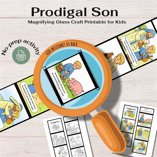 Prodigal Son Craft Printable | Bible Story Magnifying Glass Activity for Kids (digital Download) - Etsy