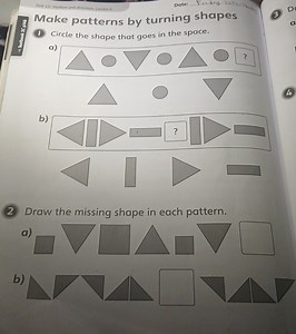 Make patterns by turning shapes 1. Circle the shape that goes ... | Filo