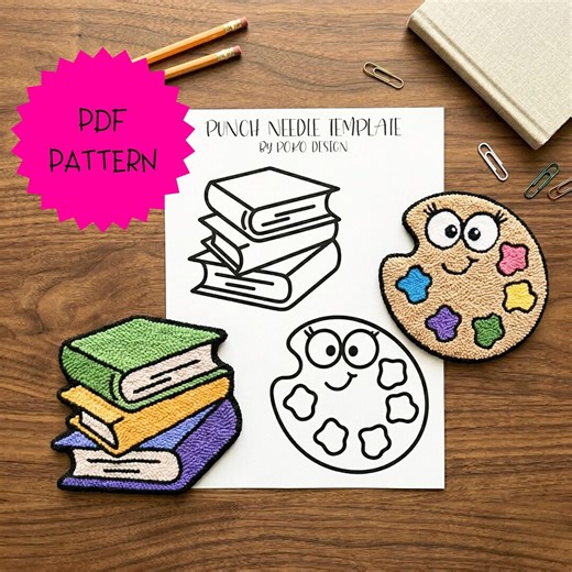 Punch Needle Classroom Decor Patterns, Teacher Theme Template Book, Palette