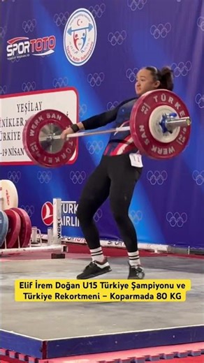 Elif İrem Doğan is the U15 Turkish Champion and Turkish Record Holder – 80 kg in Snatch.