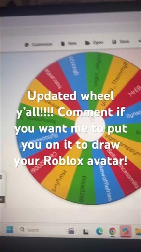 Updated wheel y’all!!!! Comment if you want me to put you on it to draw your Roblox avatar! #fyp