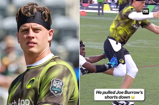 Joe Burrow Gets His Pants Pulled Down During Fanatics Flag Football Classic