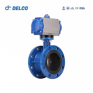 [Hot Item] DELCO DN100 DN200 Flow Control Flanged End Cast Iron Pneumatic Butterfly Valve