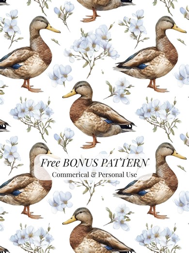 Seamless Duck Pattern, Mallard Duck Cottagecore Pattern, Watercolor Fabric Print, Digital Download Commercial Use POD, Digital Paper - Etsy