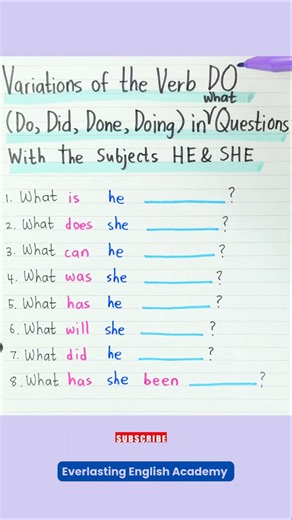 Variations of the Verb DO in Questions with WHAT and the Subjects HE/SHE 📝✨