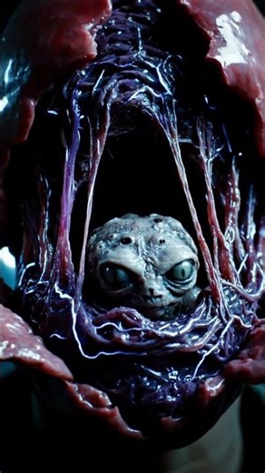 The Thing That Lived Inside Her Face Just Broke Free.👽👌 #alien #horror #scifi #scary #shorts
