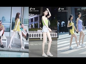 抖音 街拍 大长腿美女 | Tik Tok China street style fashion long legs beautiful girls