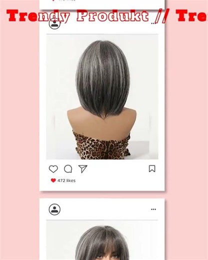 12 Inch Grey Layered Bob Wigs with Bangs for Women Synthetic Heat Resistant Straight Hair 7 Mesh ...