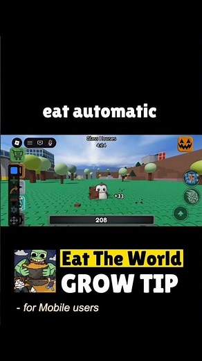 Grow automatic in Eat the world - mobile users 🚀📈 #roblox #eattheworld #robloxshorts
