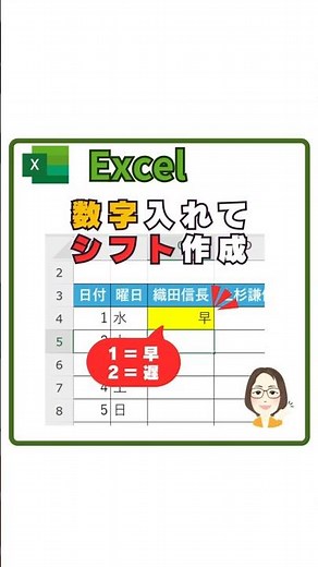 【Excel】数字を入れてシフト表作成