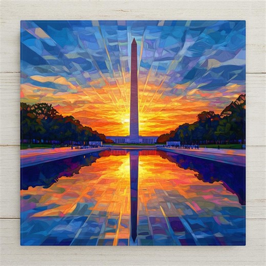 Washington Monument Ceramic Tile Wall Art Washington DC Decor Patriotic Home Decor National Mall Sunset Reflecting Pool - Etsy