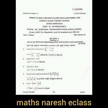 3 rd Bsc Maths 6B Multiple Integrals & applications QP@maths naresh eclass
