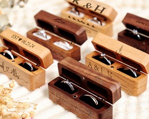 Engraved Wooden Ring Box Personalized 2-slot Ring Box Wedding Ring Bearer Gift Anniversary Gift for Couple Custom Engagement Ring Box - Etsy UK