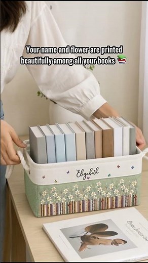 Custom Birth Flower & Name - For Book Lovers - Personalized Storage Basket