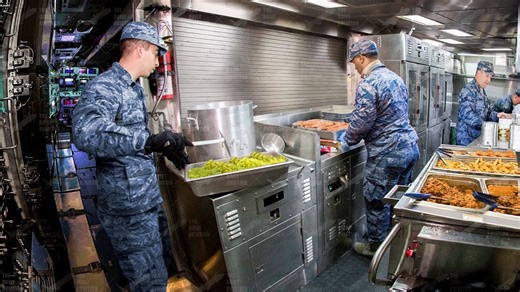 Exploring the US submarine galley during busy hours underwater