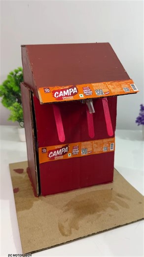 cold drink vendor machine with cardboard #schoolproject #dcmotor #youtubeshorts #colddrink