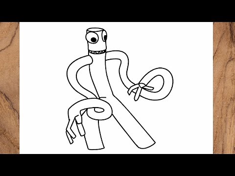 How to draw Green fnf Roblox Rainbow Friends Friday Night Funkin step by step