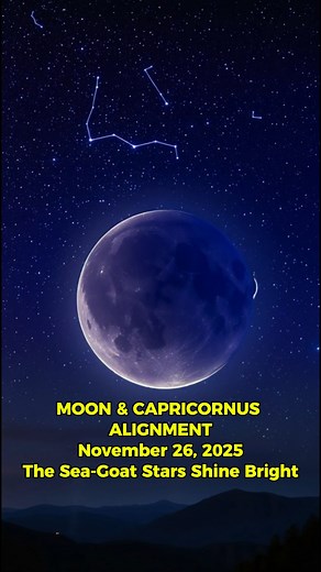 Tonight, the Moon rests beside the bright, crystal-clear stars of Capricornus — a rare, mystical meeting in the November sky. 🌙✨ | Cosmic Astronomy