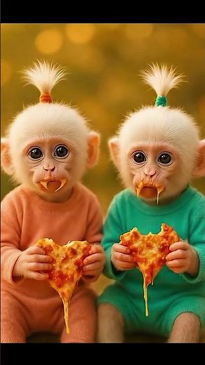 Baby Monkey Eating Pizza 🍕🐒 | Funny & Cute Monkey Shorts | Viral Video
