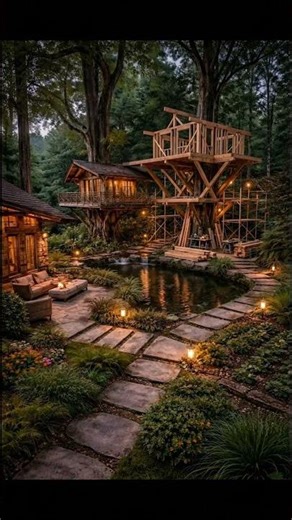 build a treehouse complex. #treehouse #treehousebuild #timelapse #carpentry #cabinlife #foresthouse