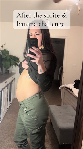Sprite & banana challenge results! I did not throw up 🤞🏼 #foodbaby #bloated #bloatedbelly #bloating #bloatedstomach