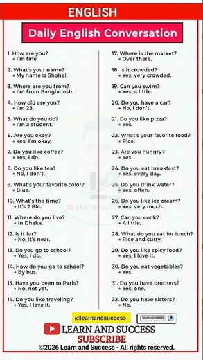 Learn English Fast: 32 Daily Conversation Phrases | Learn and Success