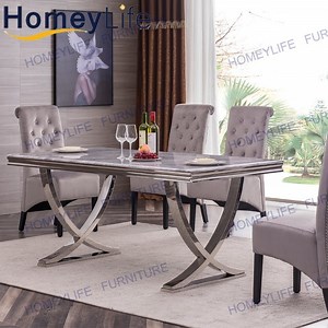 [Hot Item] World Market Rectangular Marble Metal Home Dining Table Furniture