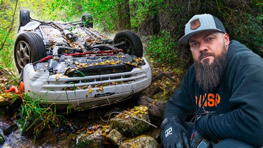 A mountain car crash traps the driver in terrifying conditions