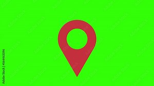 Map marker icon for pointing the location on the map. Navigating the map on green screen background.