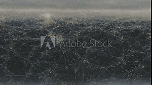 Creation of a neural networks concept animation. Weight and bias adaptation during machine learning process and back-propagation.