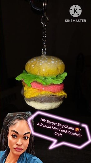 DIY Burger Bag Charm 🍔 | Adorable Mini Food Keychain Craft #diy #airdryclay #art #shorts