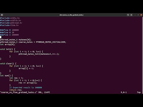 Coarse vs Fine Grained locking in Parallel Computing. Example simulation is given in C with pthread!