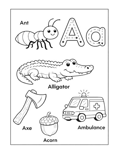 Alphabet Coloring Pages – Printable ABC Sheets, Educational Letter Book (PDF Download) - Etsy