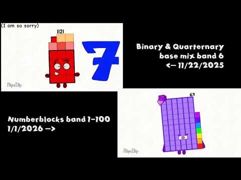 (Binary & Quarternary base mix) & (Numberblocks band 1-100) comparison side by side