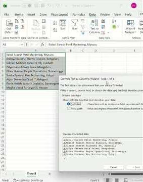 Split Data in Excel Instantly! 🔥 Text to Columns Trick #shortsfeed