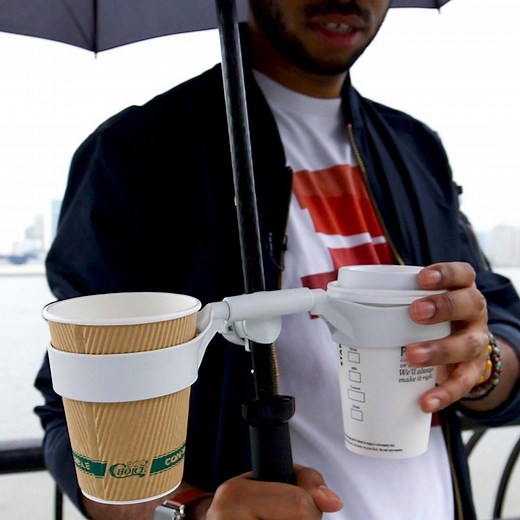 This umbrella has an unspillable cup holder. ☂️ | Inventions Insider