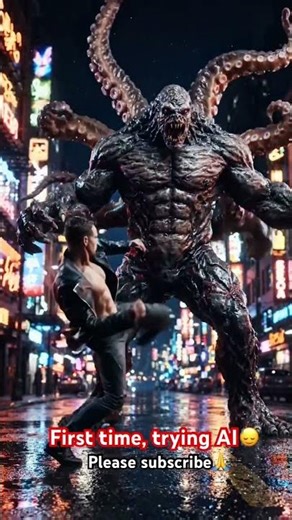 Fight between monster and octopus #funny #fun