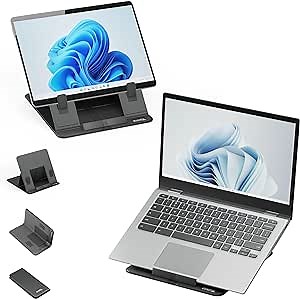 Plugable Foldable Laptop Stand with 4 Adjustable Angles for Tablets and Laptops up to 16", MacBook and PC, iPad Holder for Drawing Tablet (PT-STANDX)