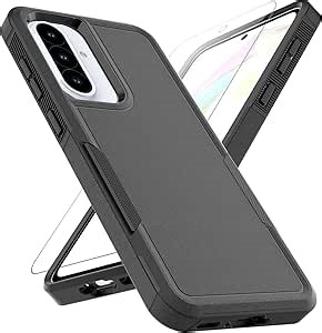 for Samsung Galaxy A37 / Galaxy A36 5G / Galaxy A57 5G Case: Dual Layer Protective Heavy Duty Cell Phone Cover Shockproof Rugged with Screen Protector - Military Protection Bumper Tough, Black