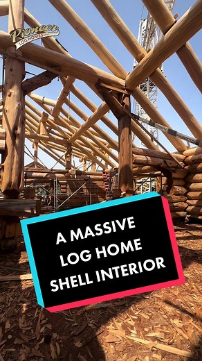 A look at the massive interior on this enormous Pioneer log home shell! Where would you build a house like this? #pioneerloghomes #loghome #custommade #cedar #chainsaw #husqvarna #pfanner #stihl #woodworking #loghomes #loghomedesign