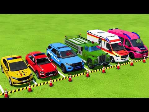 TRANSPORTING POLICE CARS, FIRE DEPARTMENT, AMBULANCE VEHICLES WITH MAN TRUCKS ! Farming Simulator 25