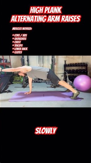 High Plank Alternating Arm Raises | Build Core Strength & Shoulder Stability #shorts #coreworkout