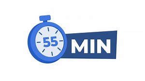 55 minutes chronometer countdown timer isolated on white and green screen